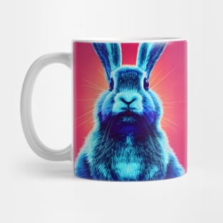 Blue rabbit on a pink background. Mug